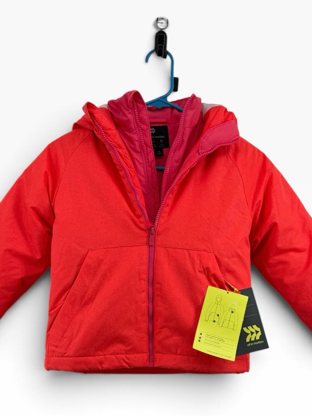 Kids Orange and Pink Hooded Winter Jacket